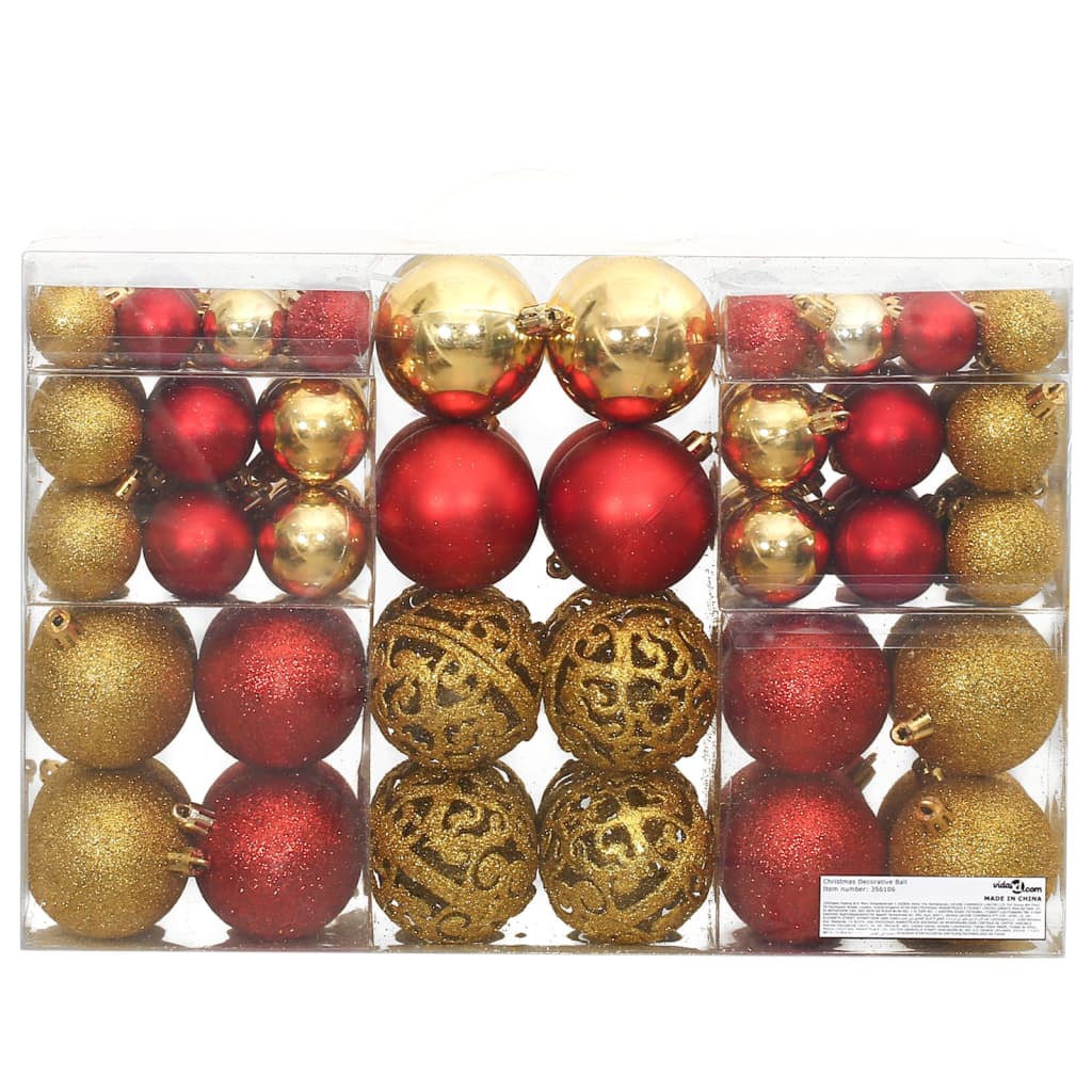 Christmas Baubles 100 pcs Gold and Wine Red 3 / 4 / 6 cm