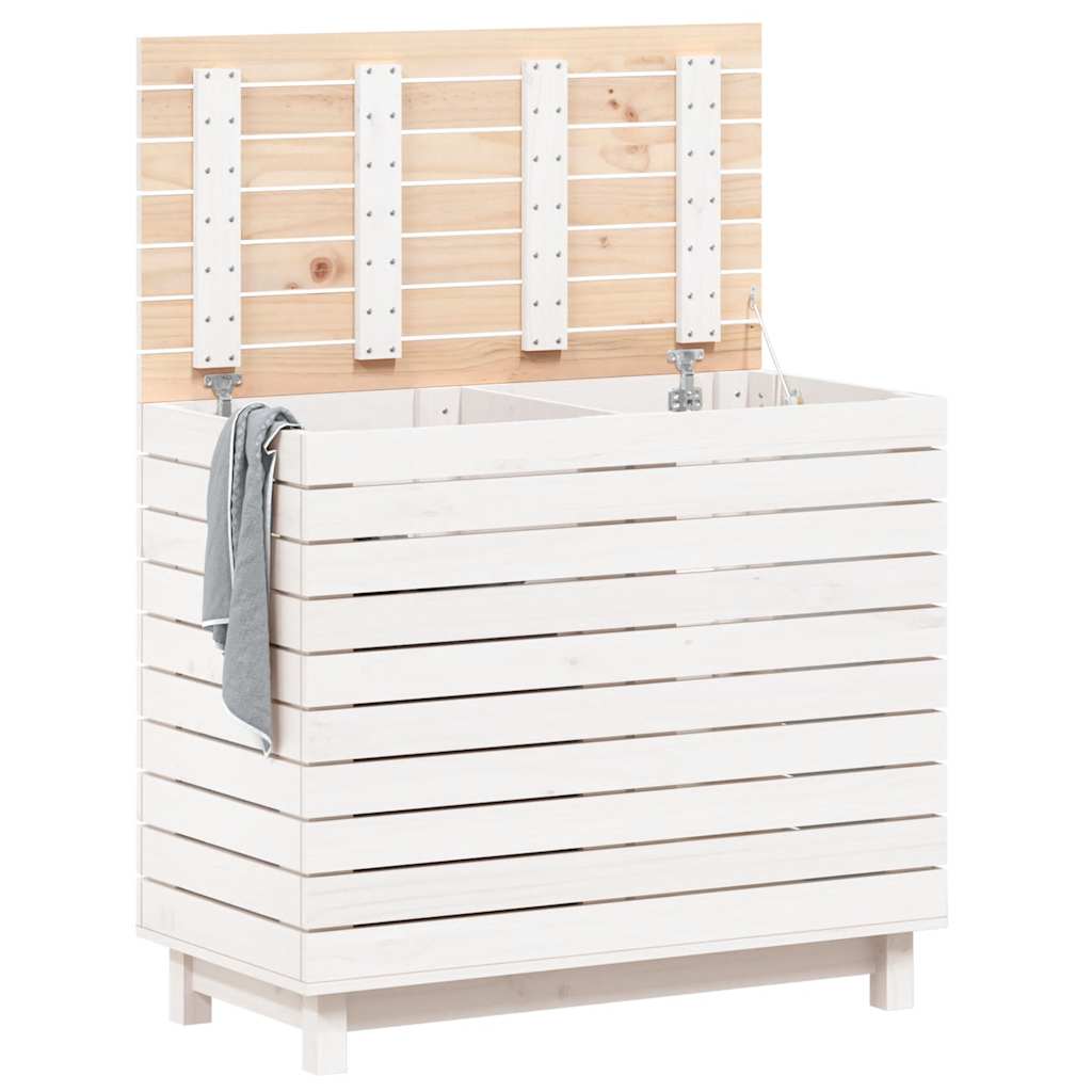 Laundry Basket White 88.5x44x76 cm Solid Wood Pine