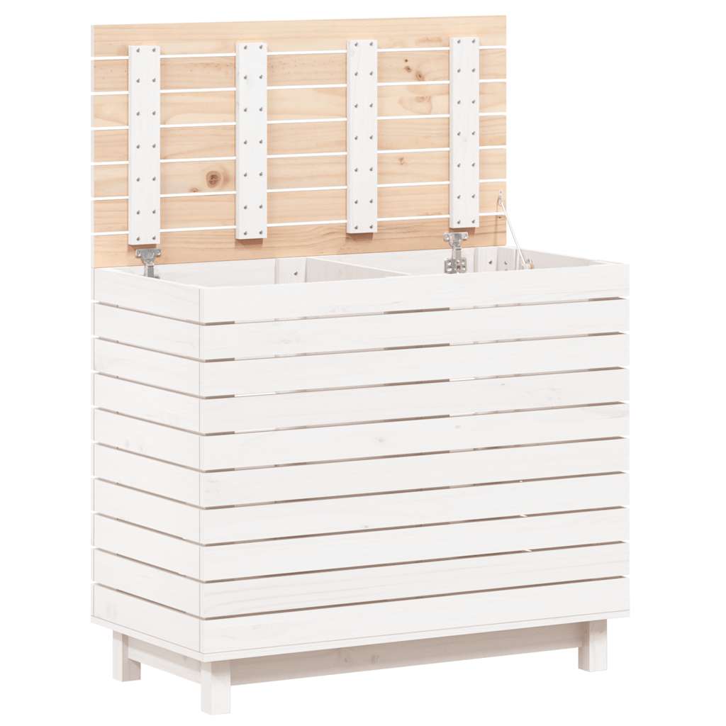 Laundry Basket White 88.5x44x76 cm Solid Wood Pine