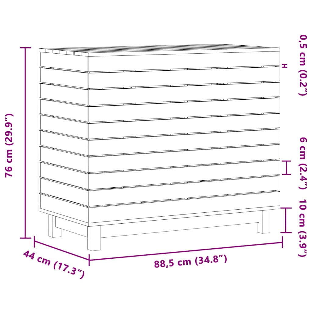 Laundry Basket White 88.5x44x76 cm Solid Wood Pine