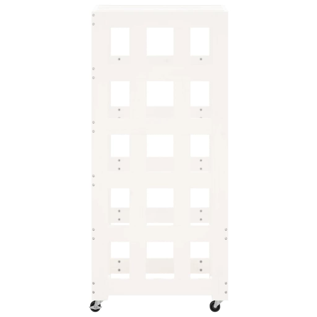 Log Holder with Wheels White 40x49x110 cm Solid Wood Pine