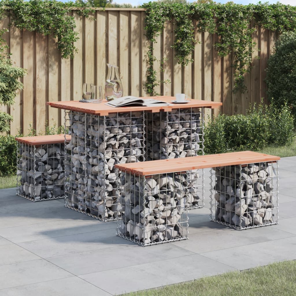 Garden Table Gabion Design 100x70x72 cm Solid Wood Douglas