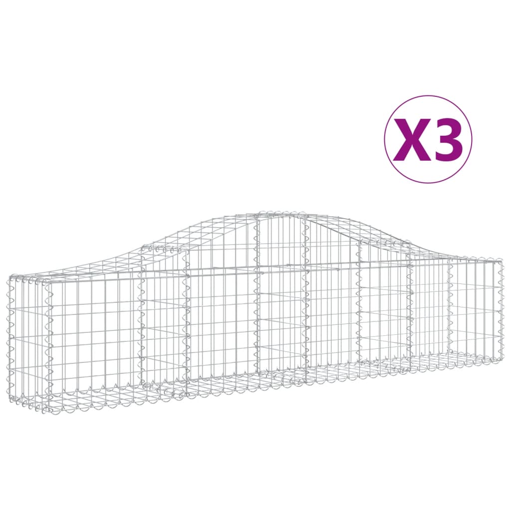 Arched Gabion Baskets 3 pcs 200x30x40/60 cm Galvanised Iron