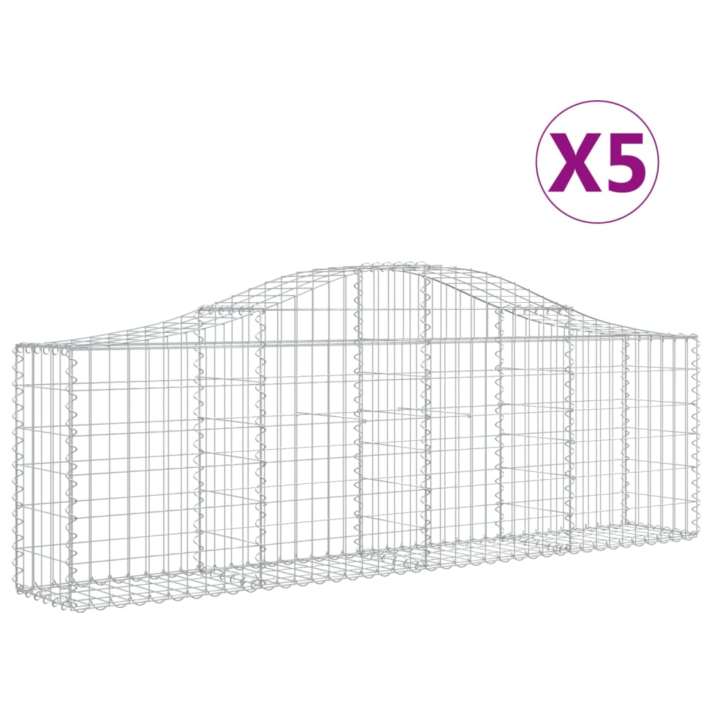 Arched Gabion Baskets 5 pcs 200x30x60/80 cm Galvanised Iron