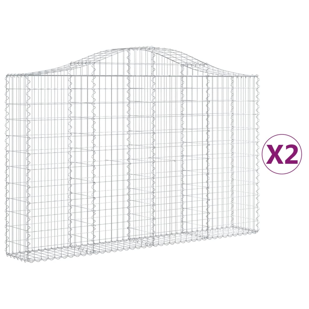 Arched Gabion Baskets 2 pcs 200x30x120/140 cm Galvanised Iron