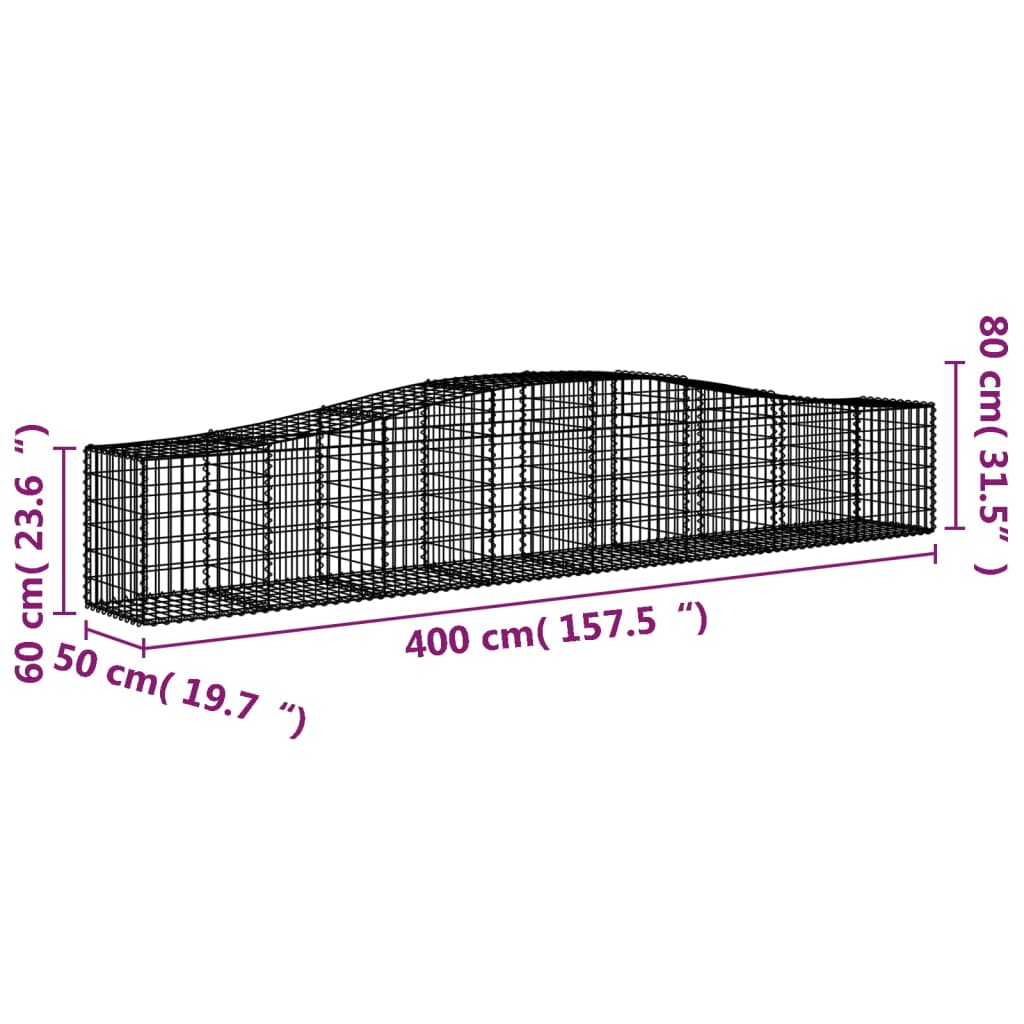 Arched Gabion Baskets 3 pcs  400x50x60/80 cm Galvanised Iron