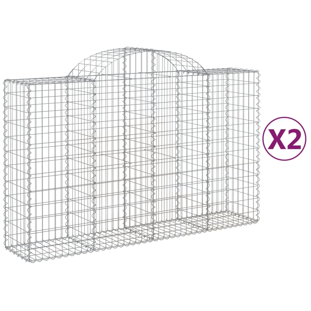 Arched Gabion Baskets 2 pcs 200x50x120/140 cm Galvanised Iron