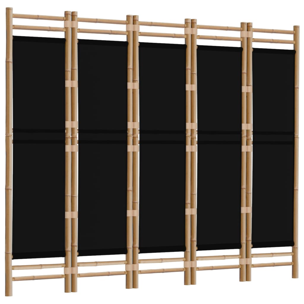 Folding 5-Panel Room Divider 200 cm Bamboo and Canvas