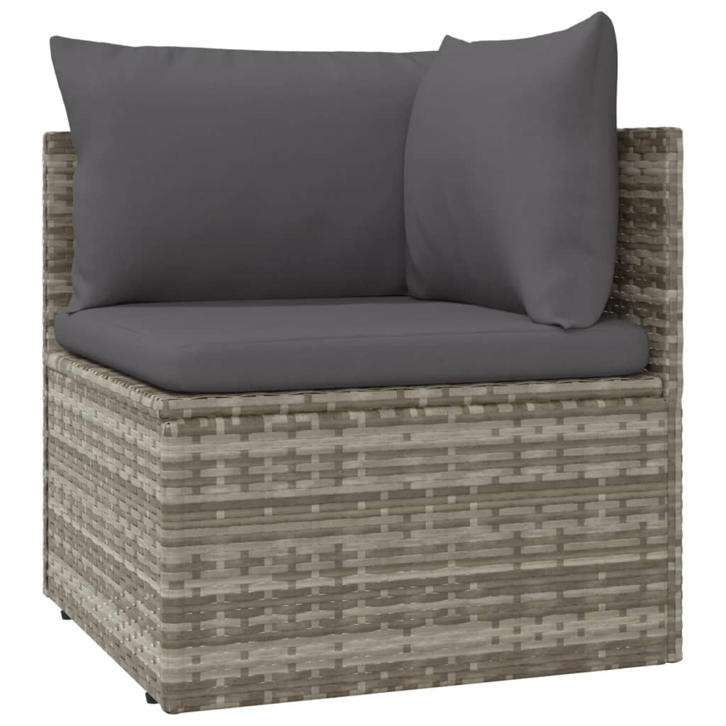 Garden Corner Sofa with Cushion Grey 57x57x56 cm Poly Rattan