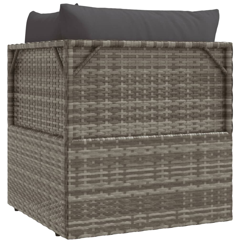 Garden Corner Sofa with Cushion Grey 57x57x56 cm Poly Rattan