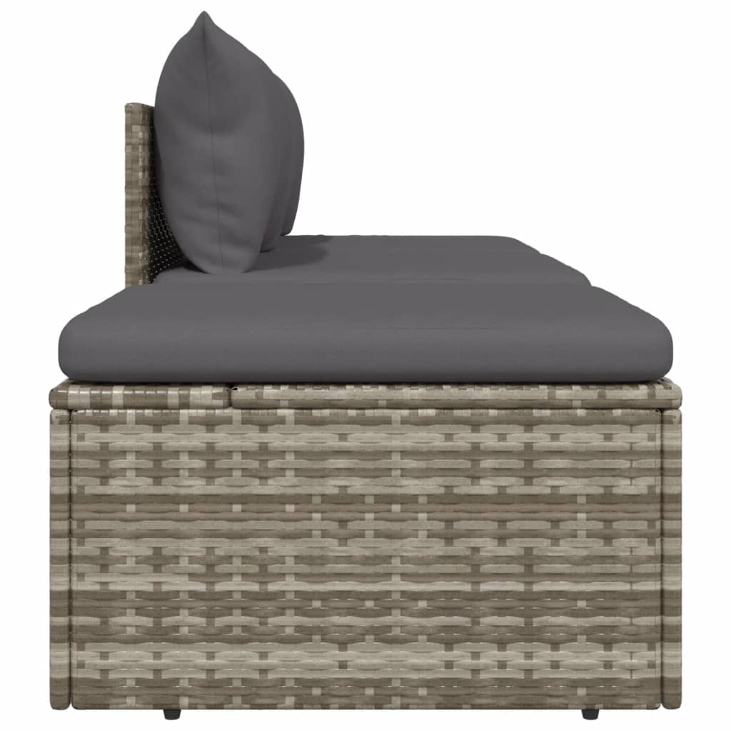 3 Piece Garden Lounge Set with Cushions Grey Poly Rattan