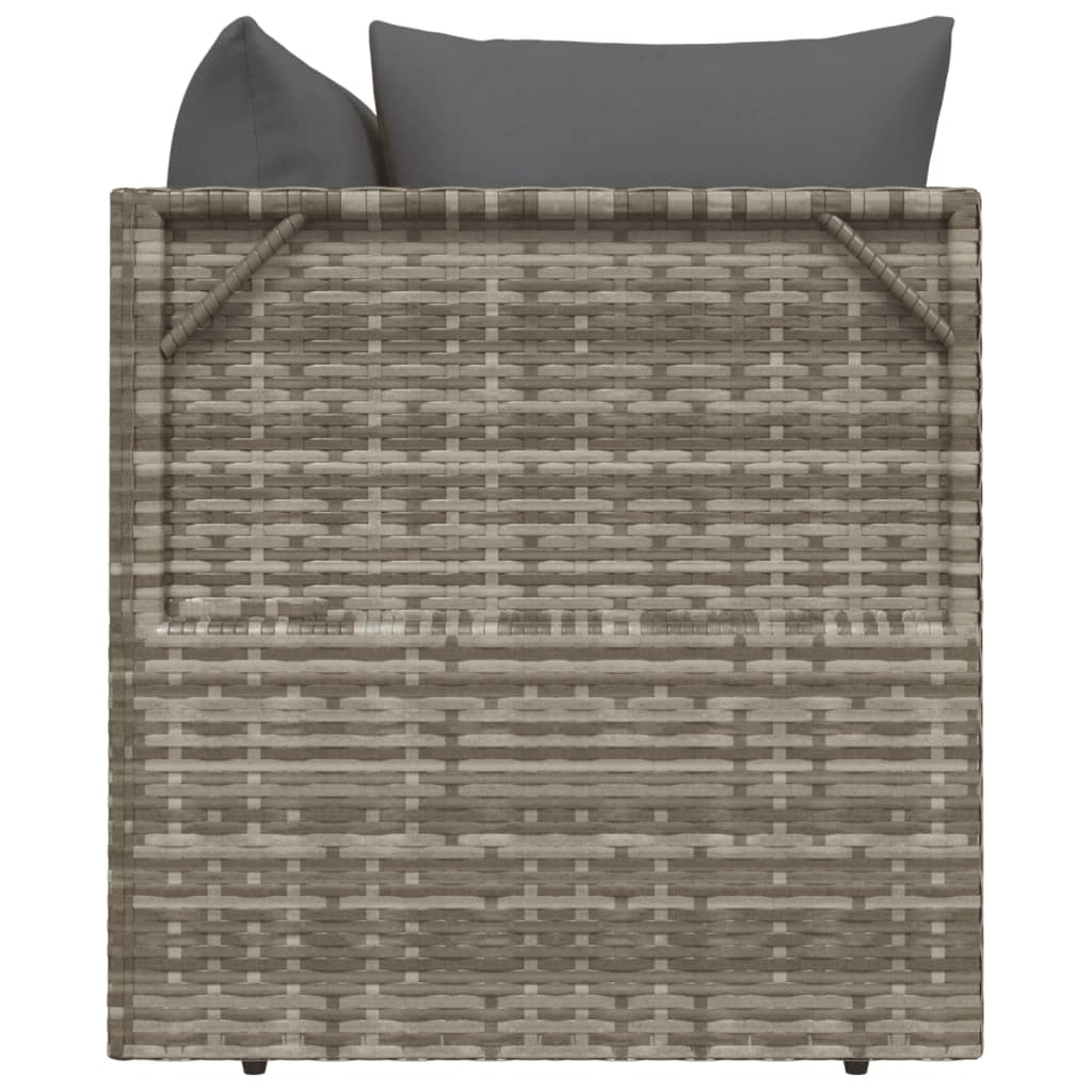 3 Piece Garden Lounge Set with Cushions Grey Poly Rattan