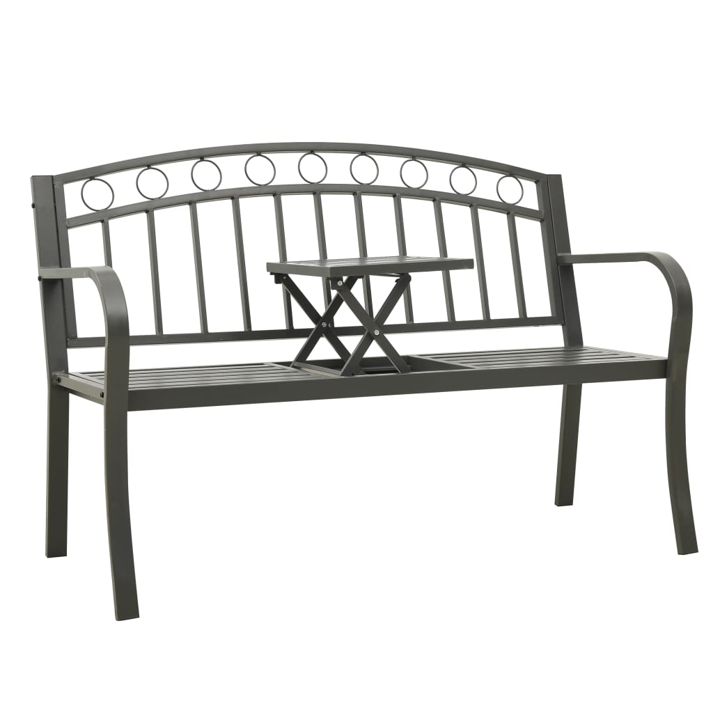 Garden Bench with Table Grey 120 cm Steel