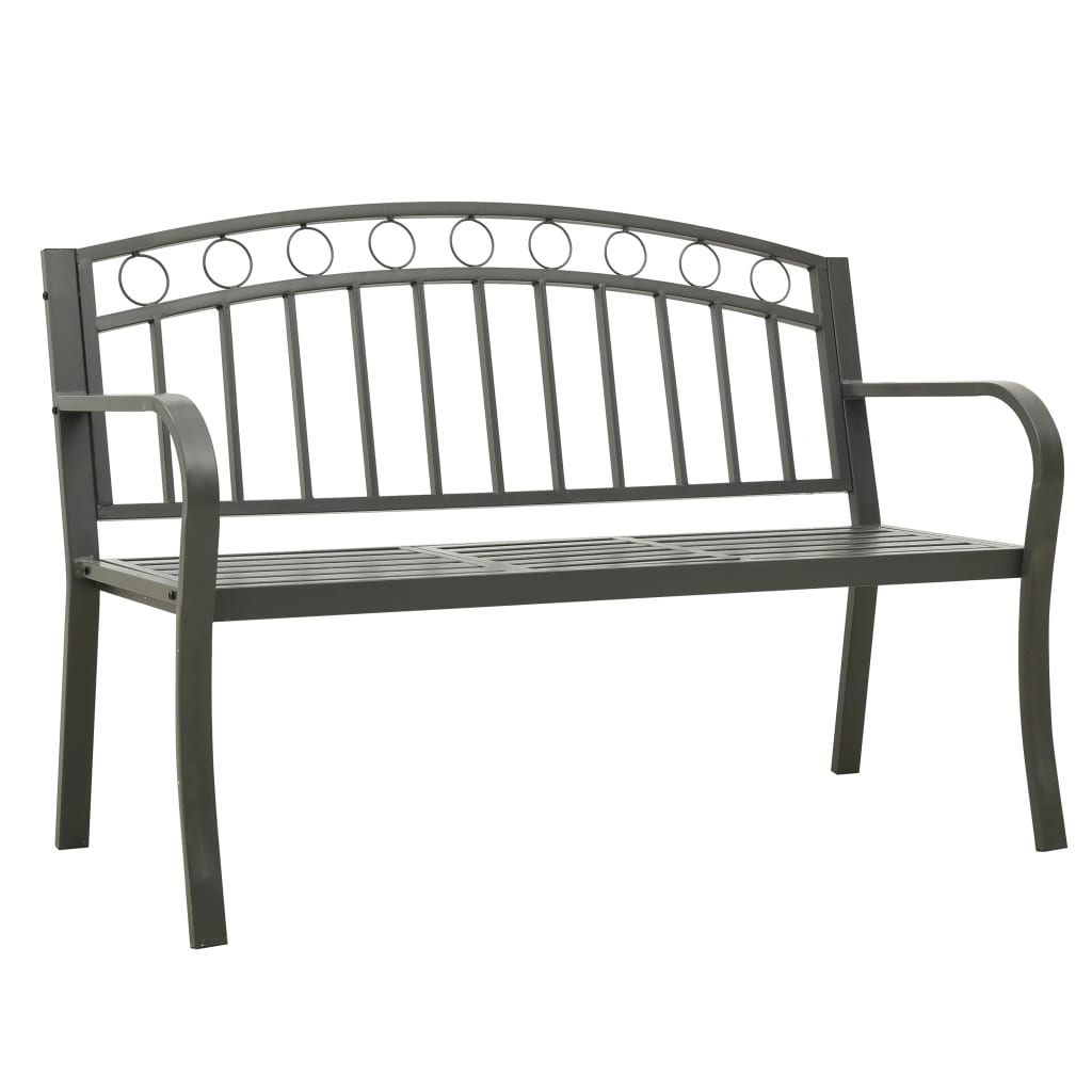 Garden Bench with Table Grey 120 cm Steel