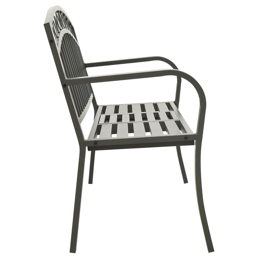 Garden Bench with Table Grey 120 cm Steel