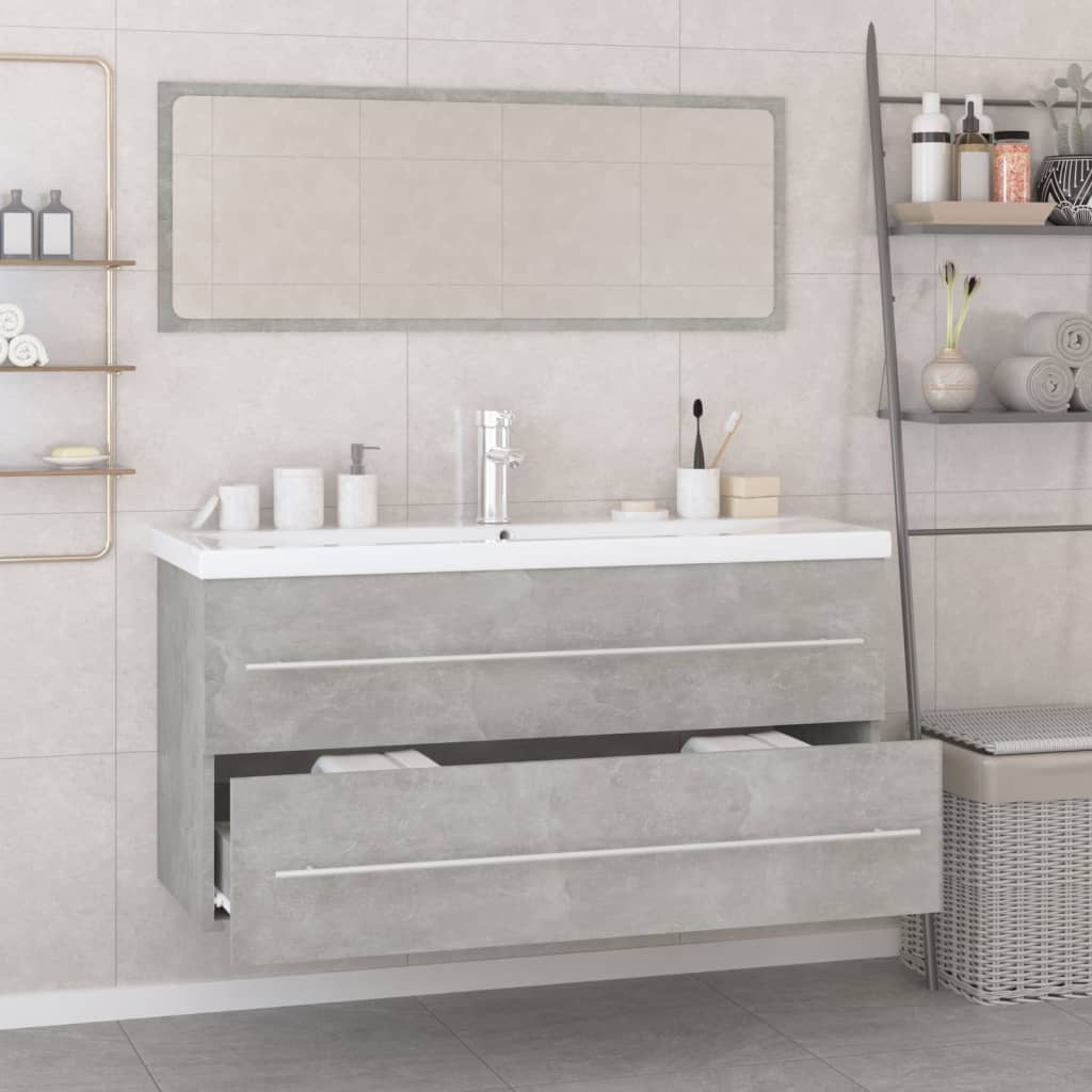 Bathroom Furniture Set Concrete Grey Engineered Wood