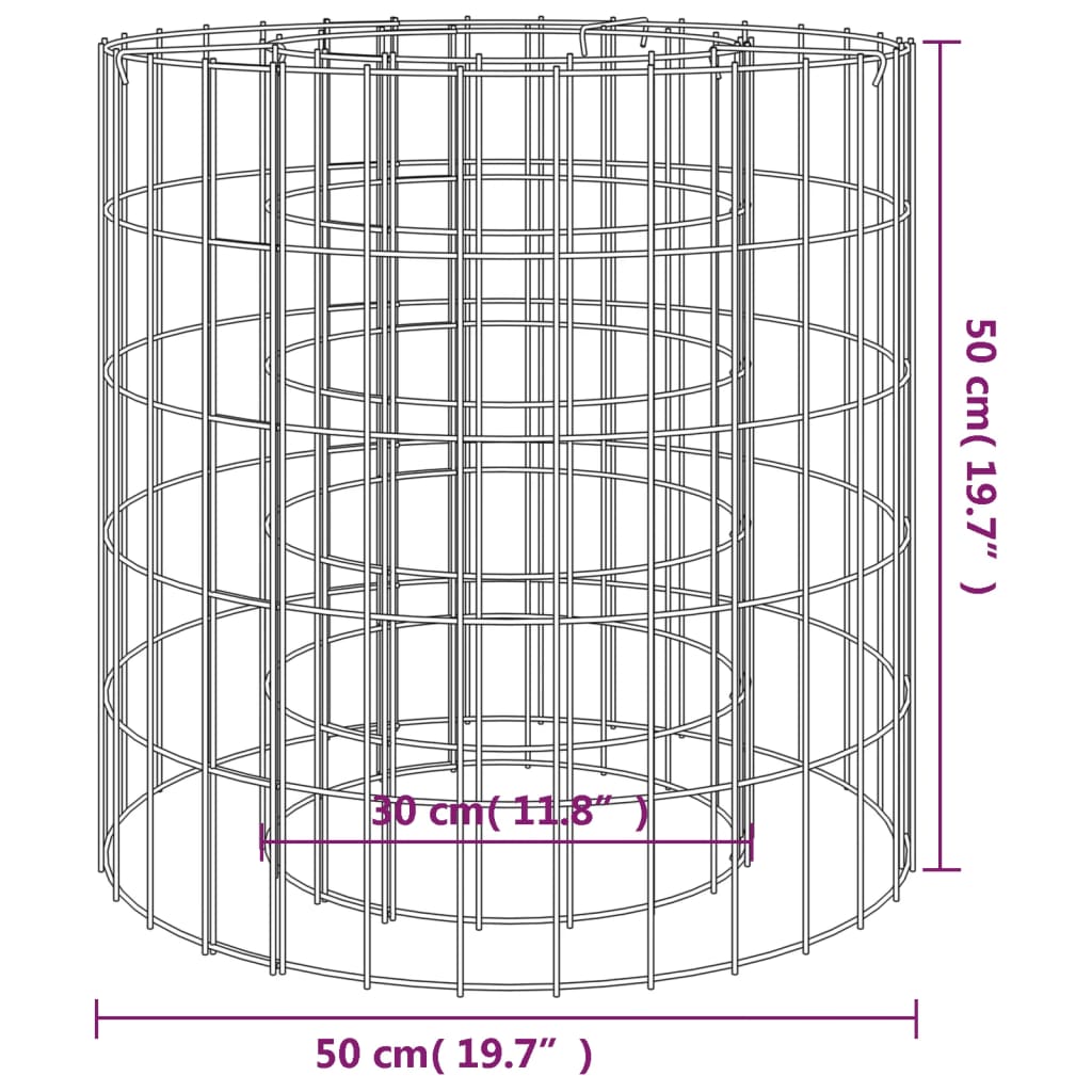 Gabion Fire Pit Ø 50 cm Galvanised Iron