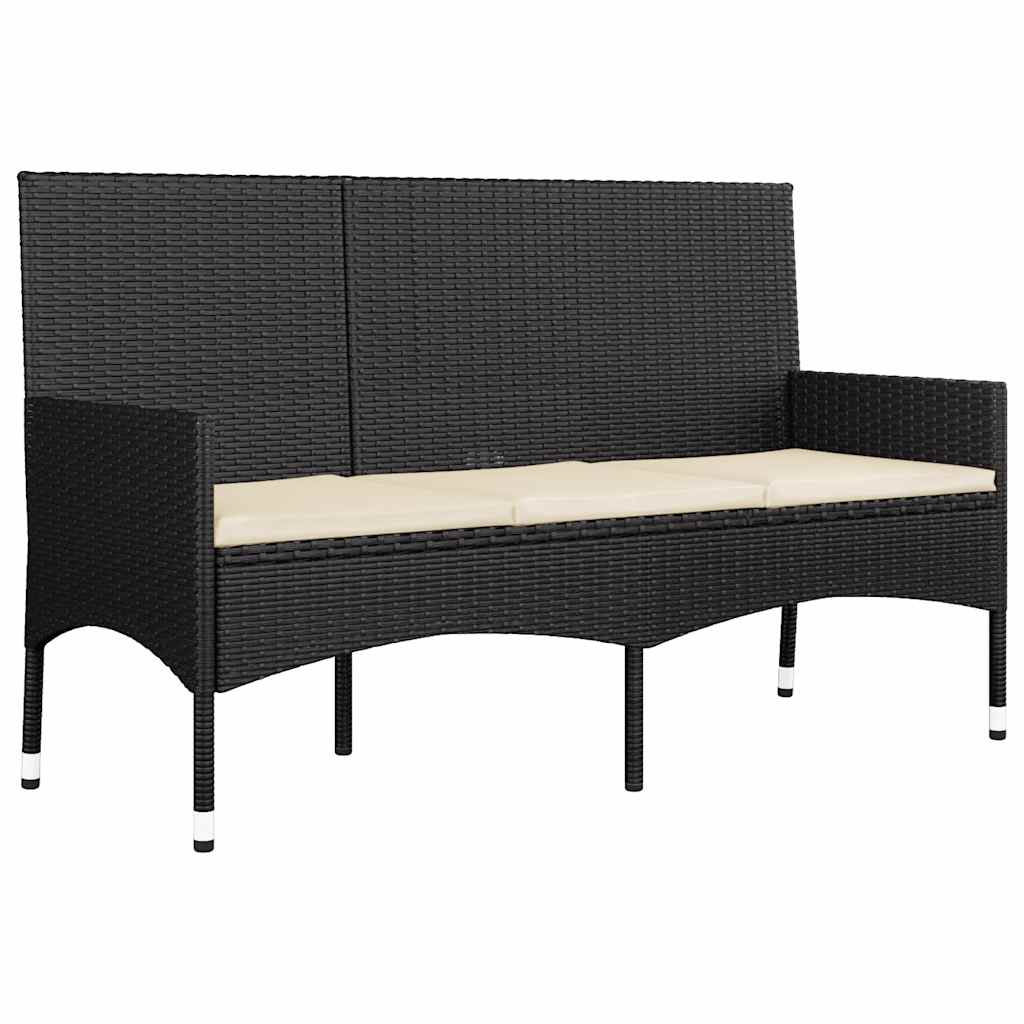 4 Piece Garden Lounge Set with Cushions Black Poly Rattan
