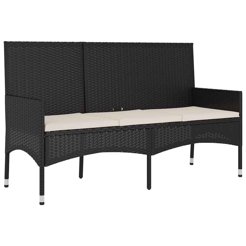 4 Piece Garden Lounge Set with Cushions Black Poly Rattan
