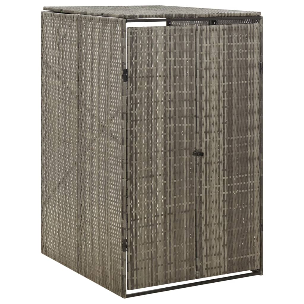 Single Wheelie Bin Shed Grey 70x80x117 cm Poly Rattan