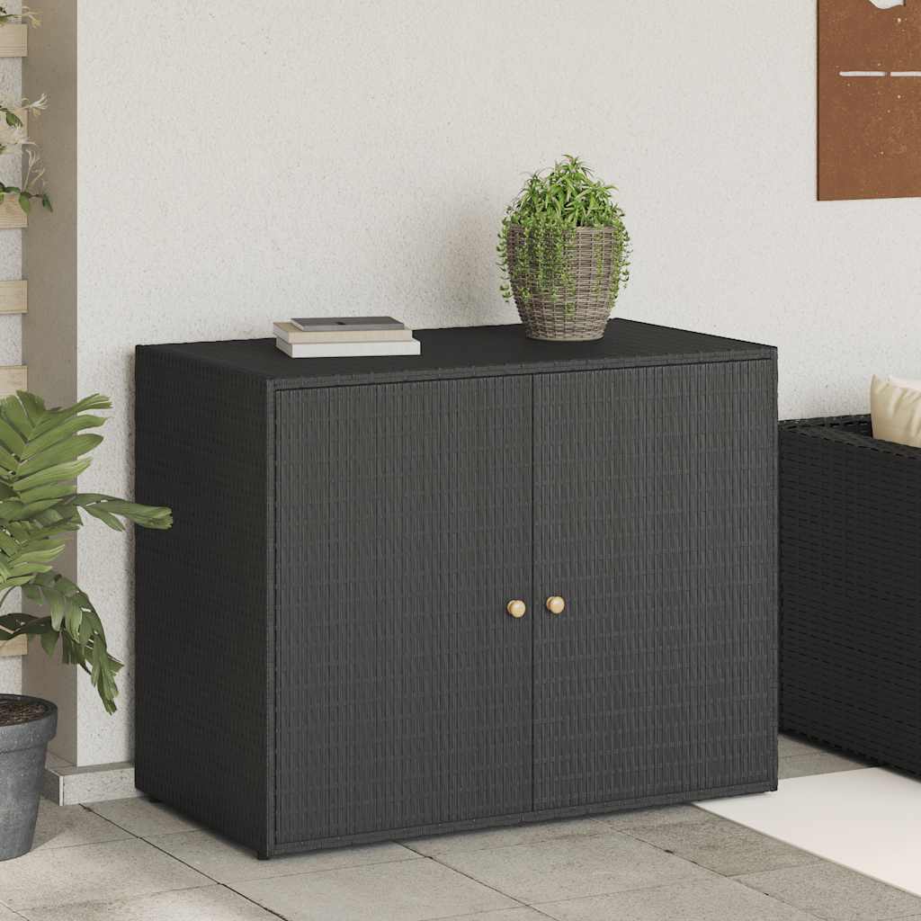 Garden Storage Cabinet Black 100x55.5x80 cm Poly Rattan