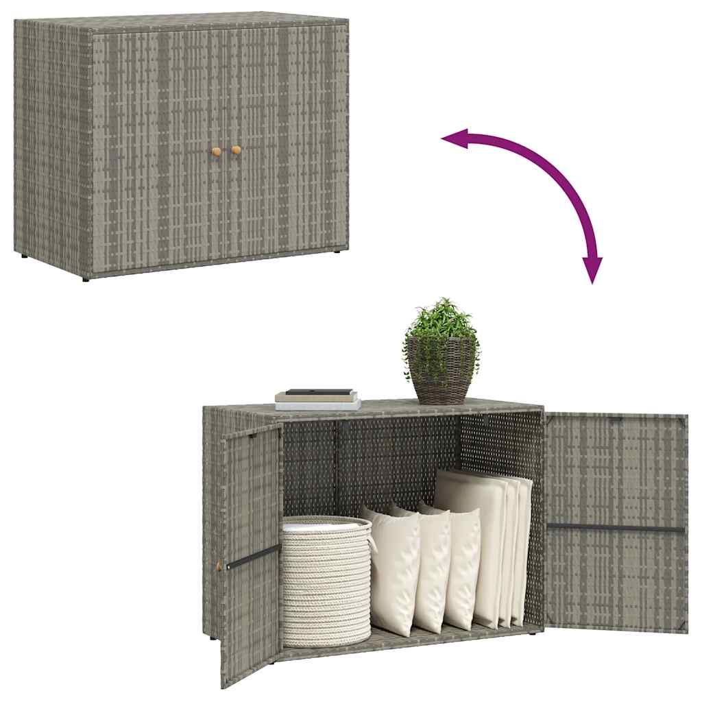 Garden Storage Cabinet Grey 100x55.5x80 cm Poly Rattan