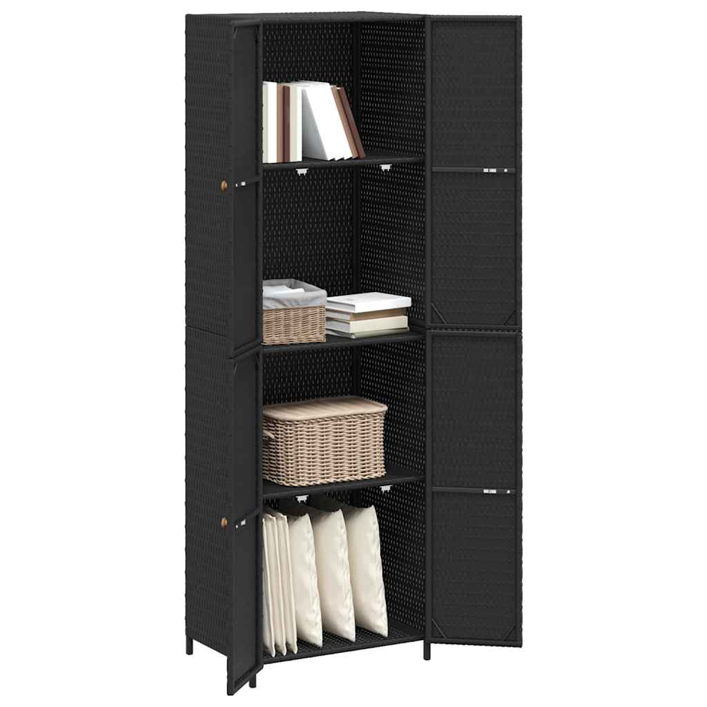 Garden Storage Cabinet Black 59x40x180 cm Poly Rattan
