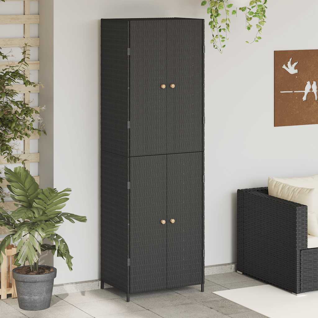 Garden Storage Cabinet Black 59x40x180 cm Poly Rattan