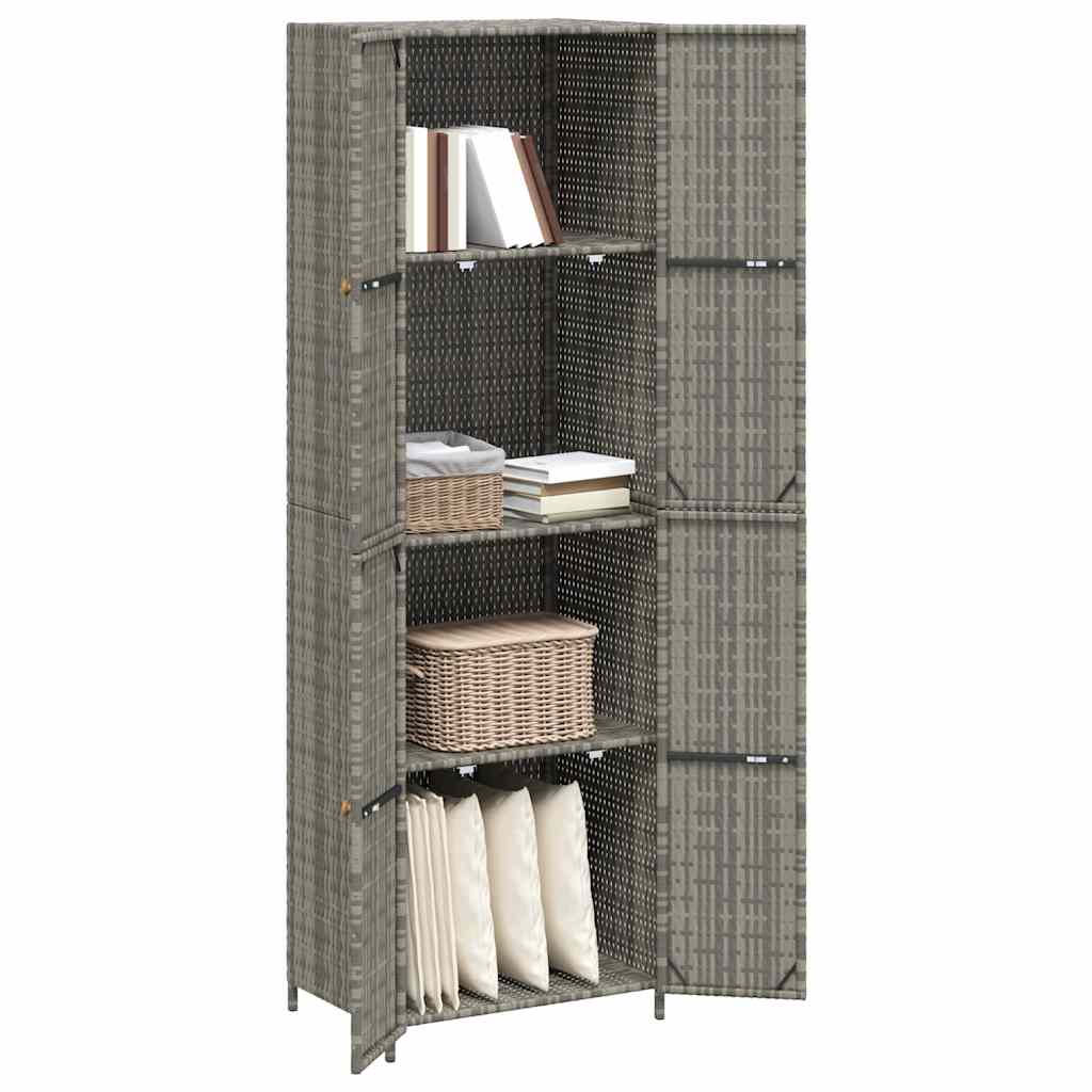 Garden Storage Cabinet Grey 59x40x180 cm Poly Rattan