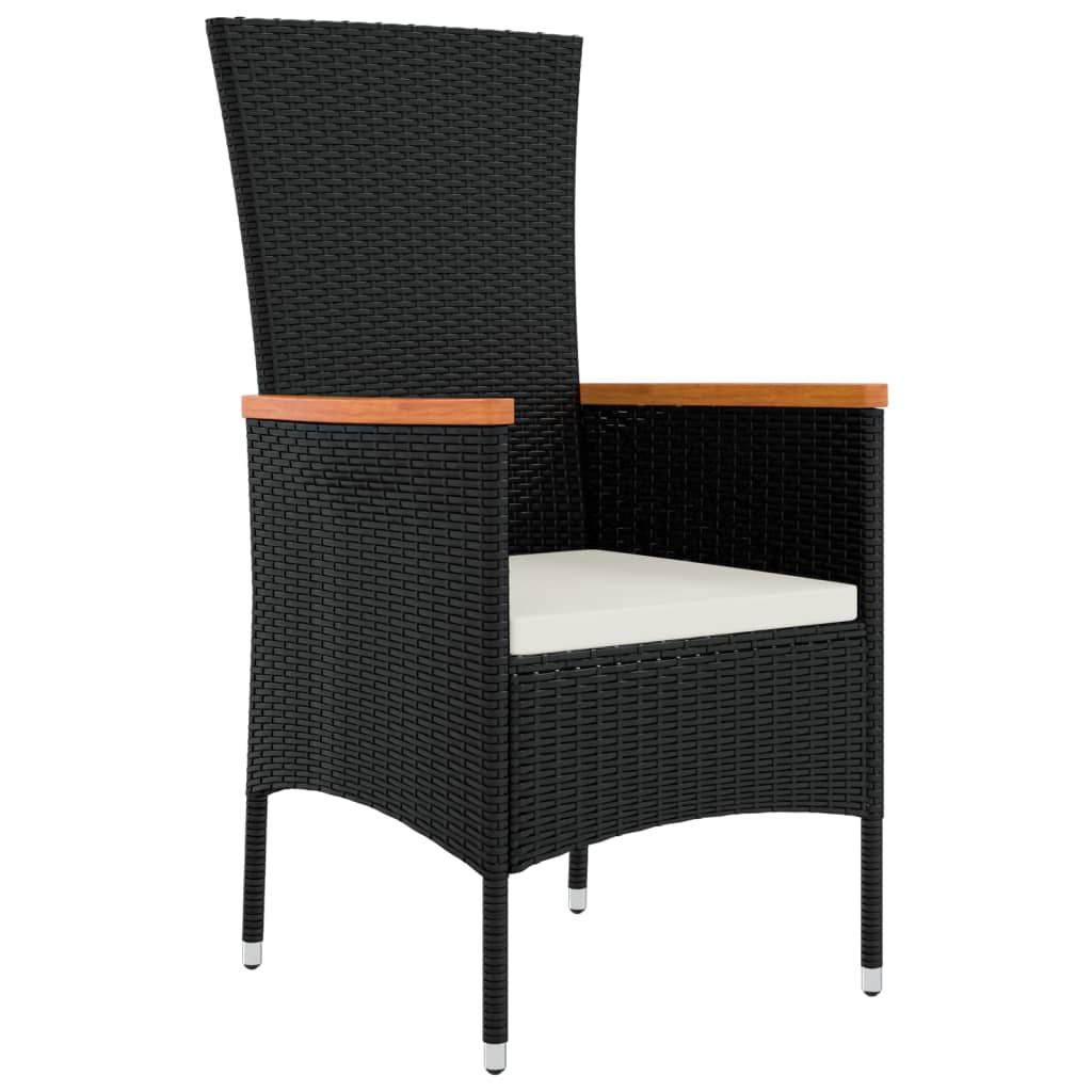 Garden Chairs with Cushions 2 pcs Poly Rattan Black