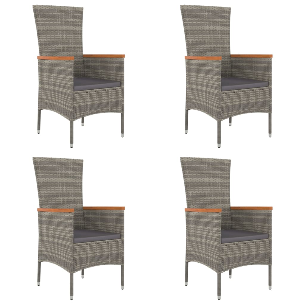 Garden Chairs with Cushions 4 pcs Poly Rattan Grey