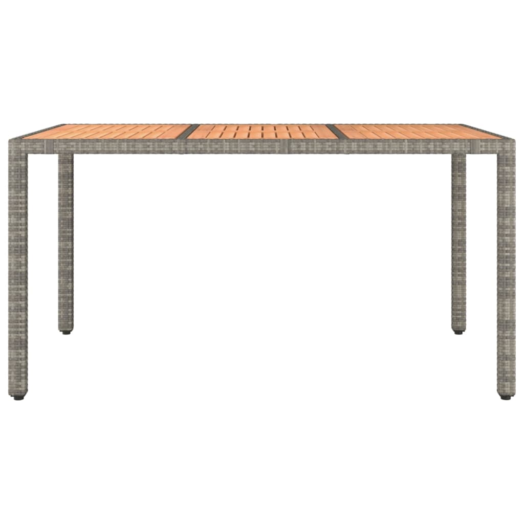 Garden Table with Wooden Top Grey Poly Rattan&Solid Wood Acacia