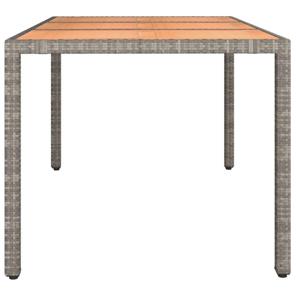 Garden Table with Wooden Top Grey Poly Rattan&Solid Wood Acacia