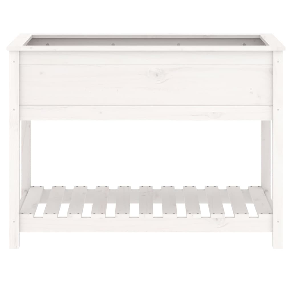 Planter with Shelf White 111.5x54x81 cm Solid Wood Pine