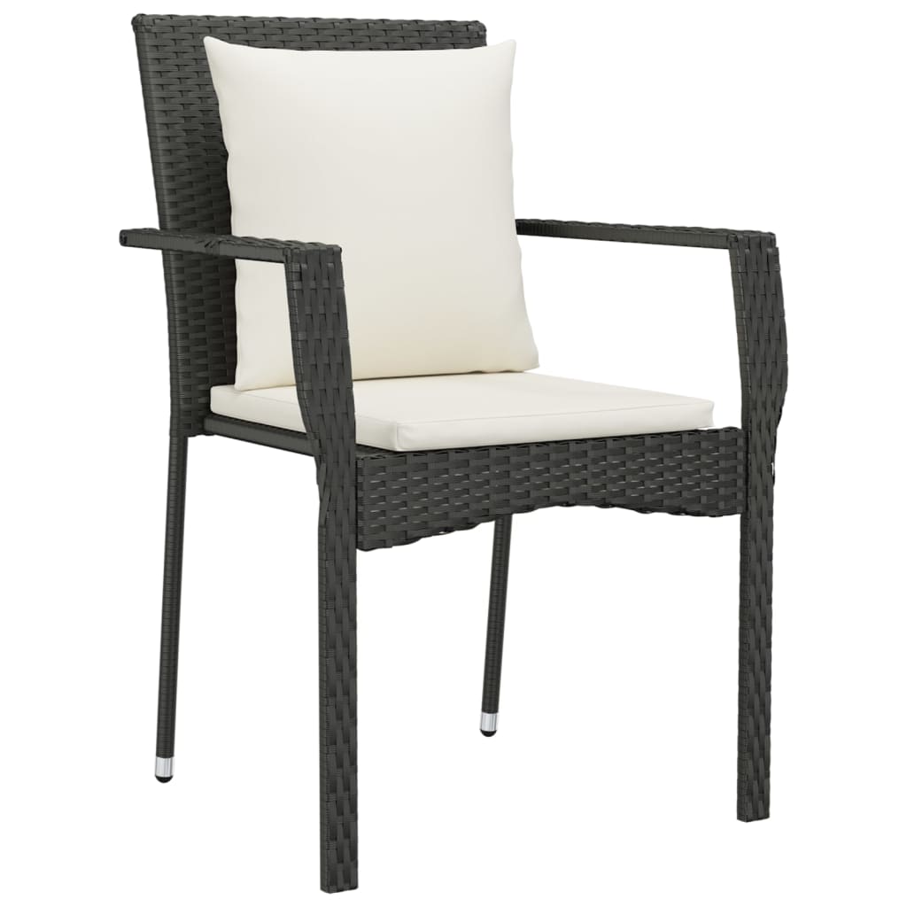 Garden Chairs with Cushions 2 pcs Poly Rattan Black