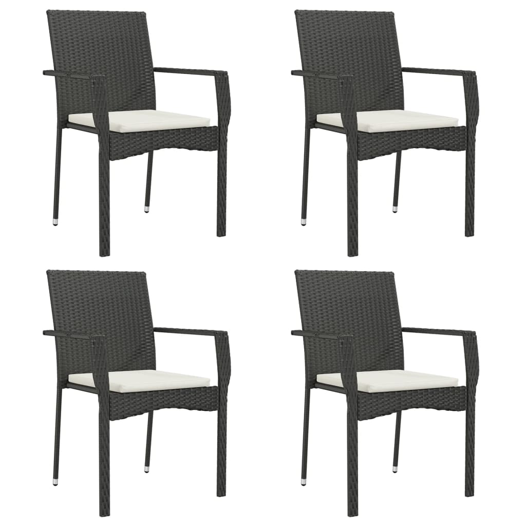 Garden Chairs with Cushions 4 pcs Poly Rattan Black