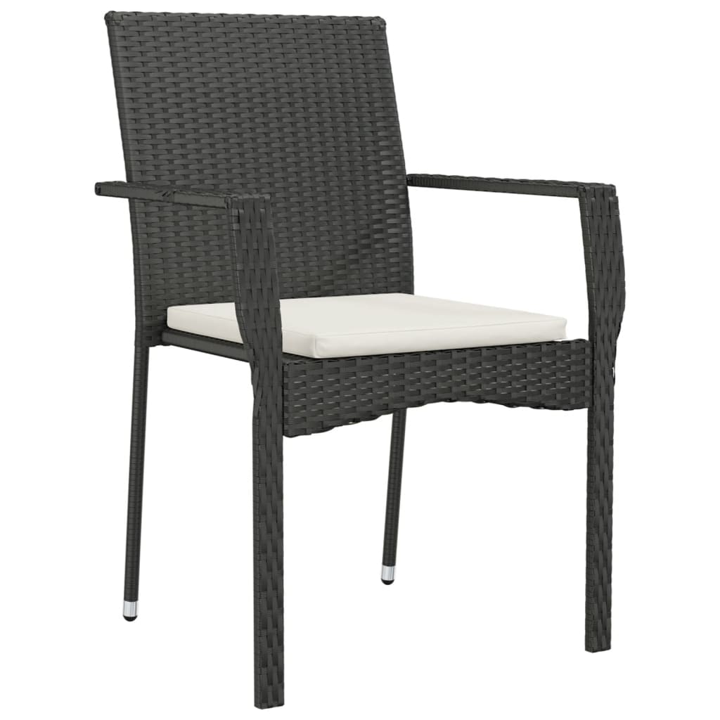 Garden Chairs with Cushions 4 pcs Poly Rattan Black