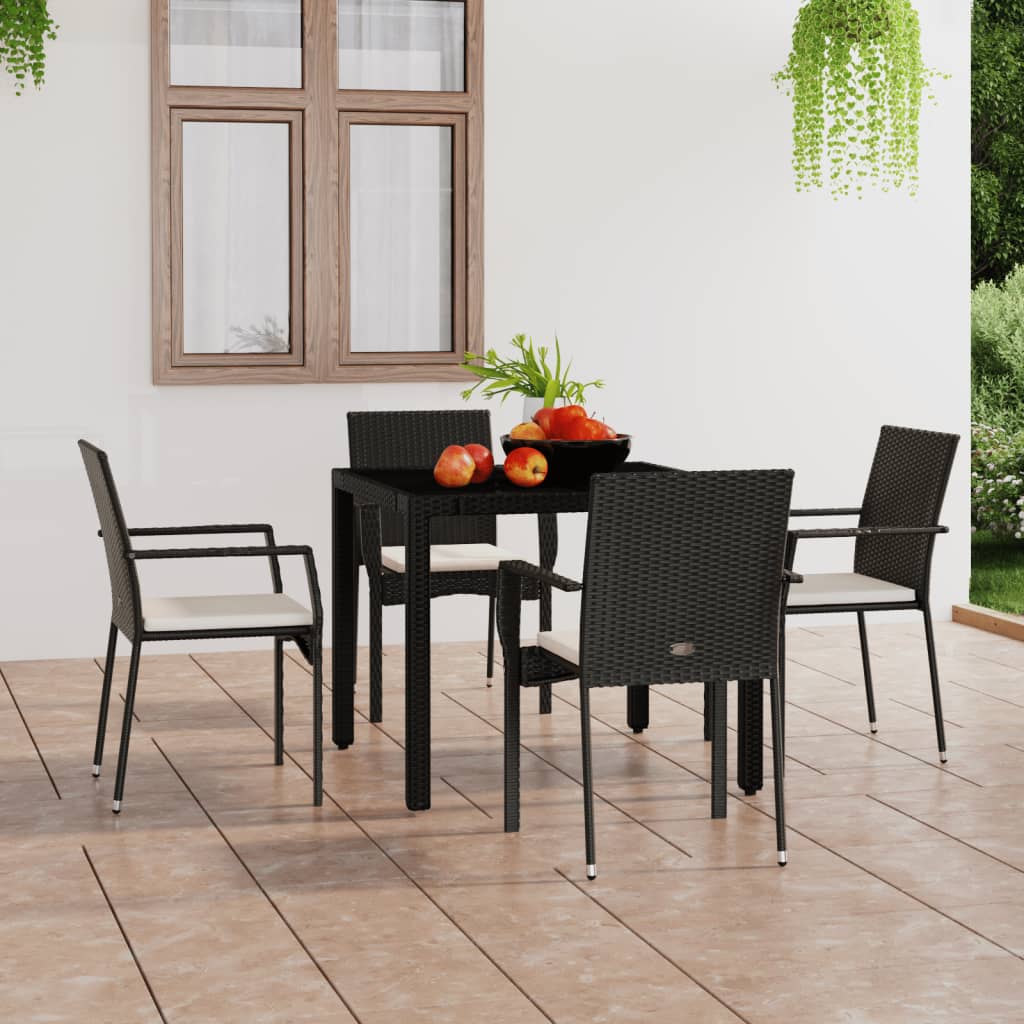 Garden Chairs with Cushions 4 pcs Poly Rattan Black