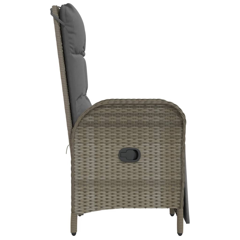 Outdoor Reclining Chairs with Cushions 2 pcs Poly Rattan Grey