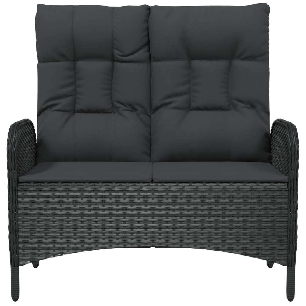 Reclining Garden Bench with Cushions 107 cm Poly Rattan Black