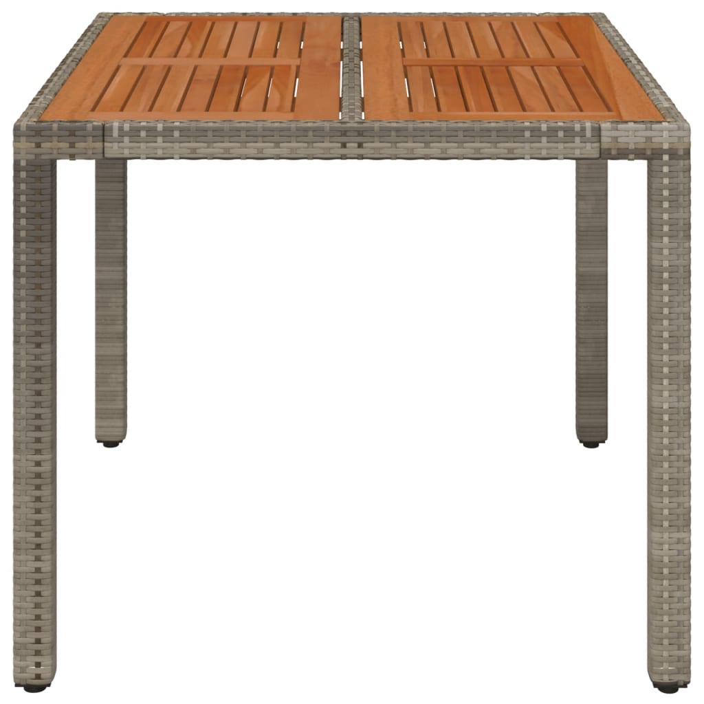 Garden Table with Wooden Top Grey 90x90x75 cm Poly Rattan