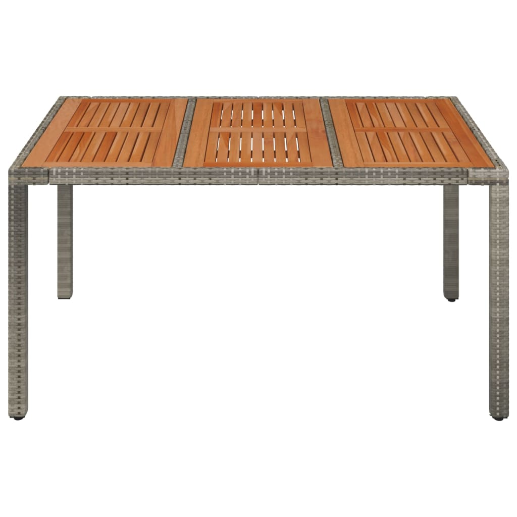 Garden Table with Wooden Top Grey 150x90x75 cm Poly Rattan