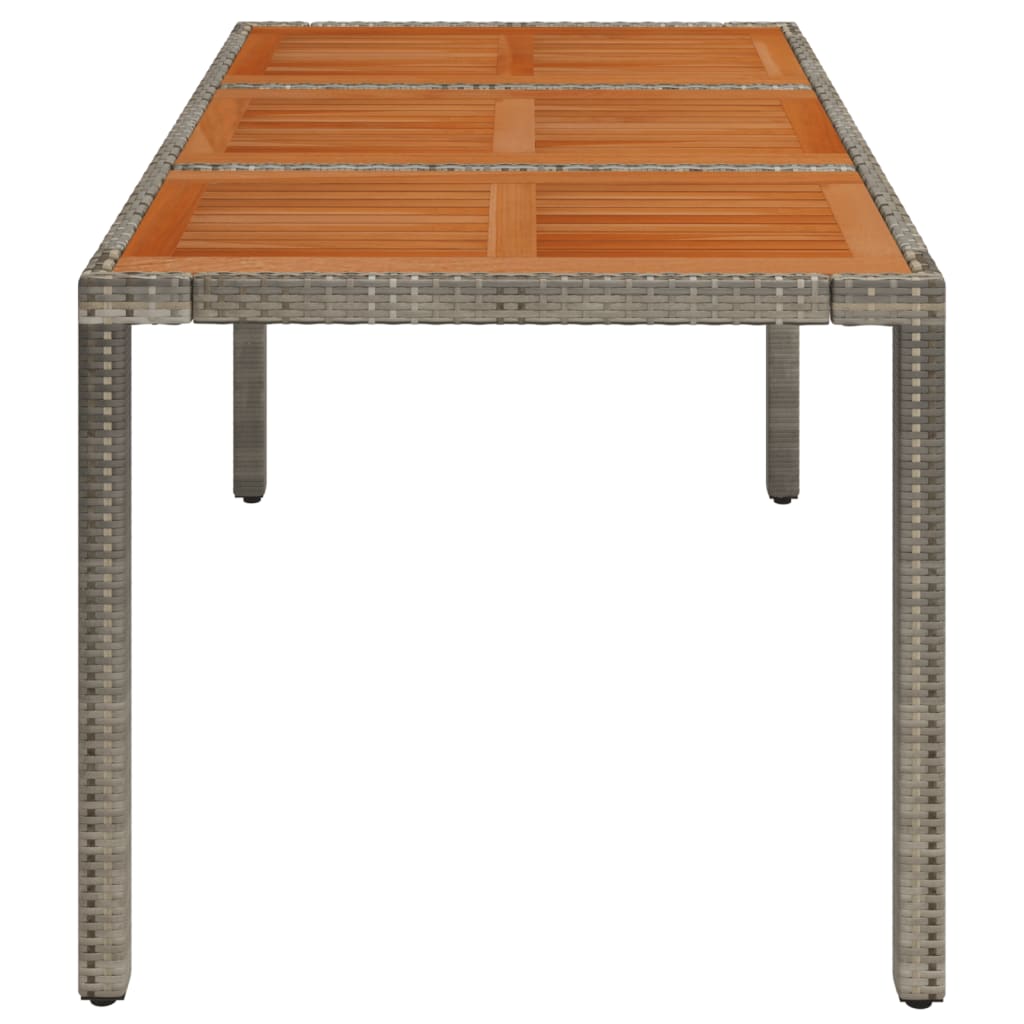 Garden Table with Wooden Top Grey 150x90x75 cm Poly Rattan