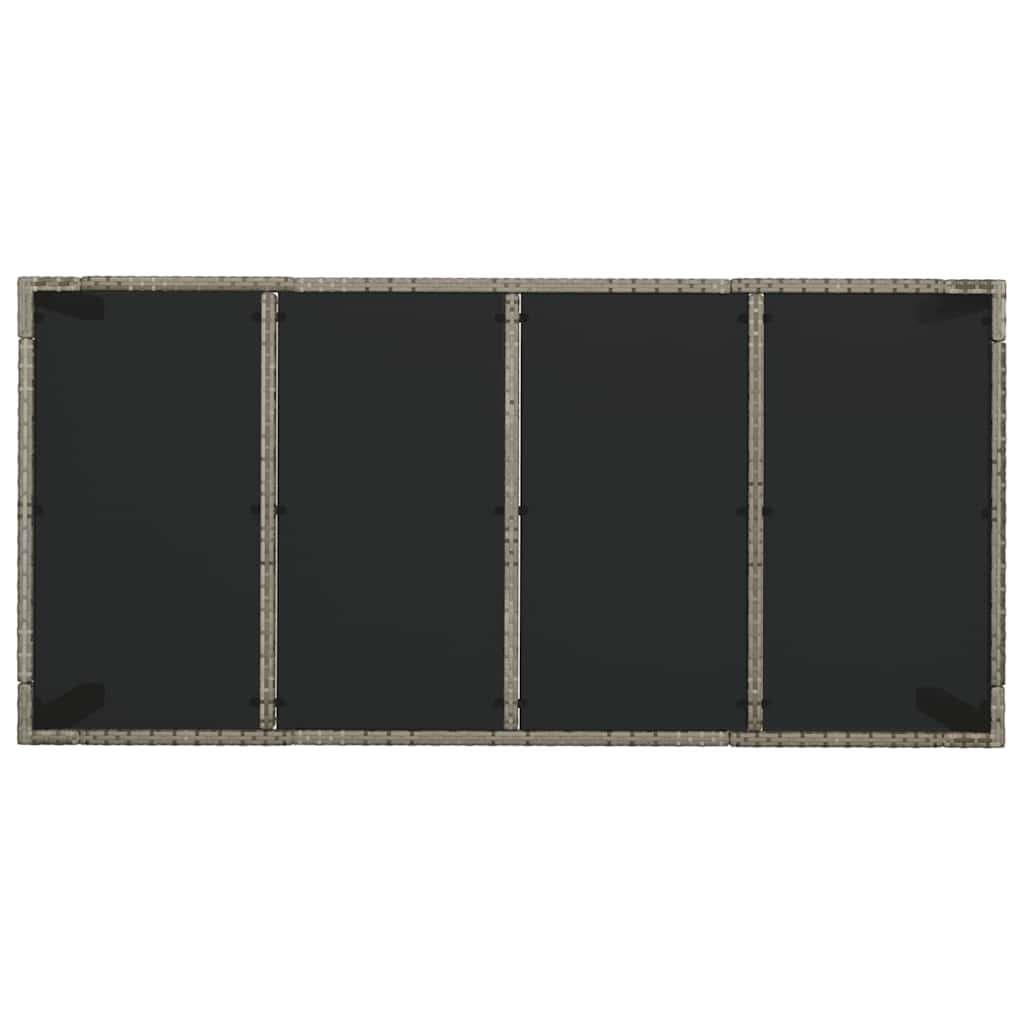 Garden Table with Glass Top Grey 190x90x75 cm Poly Rattan