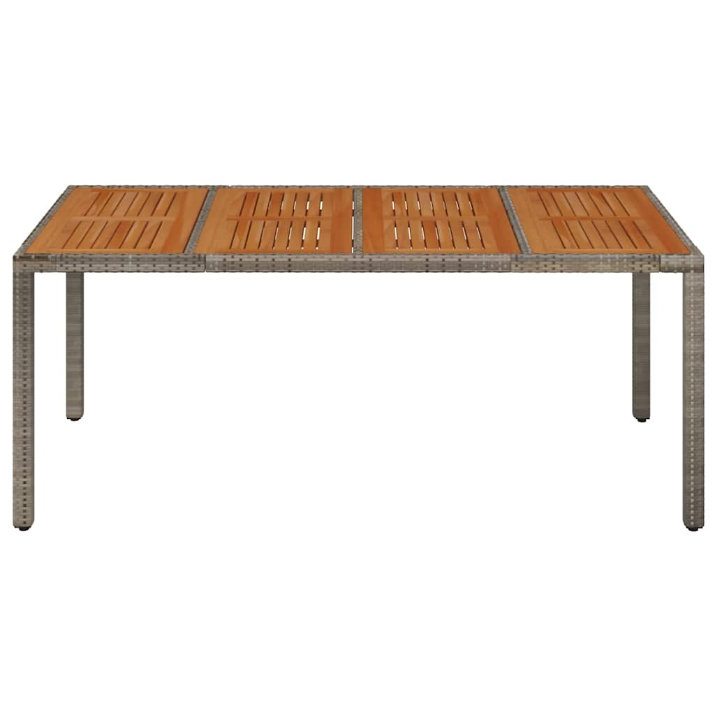 Garden Table with Wooden Top Grey 190x90x75 cm Poly Rattan