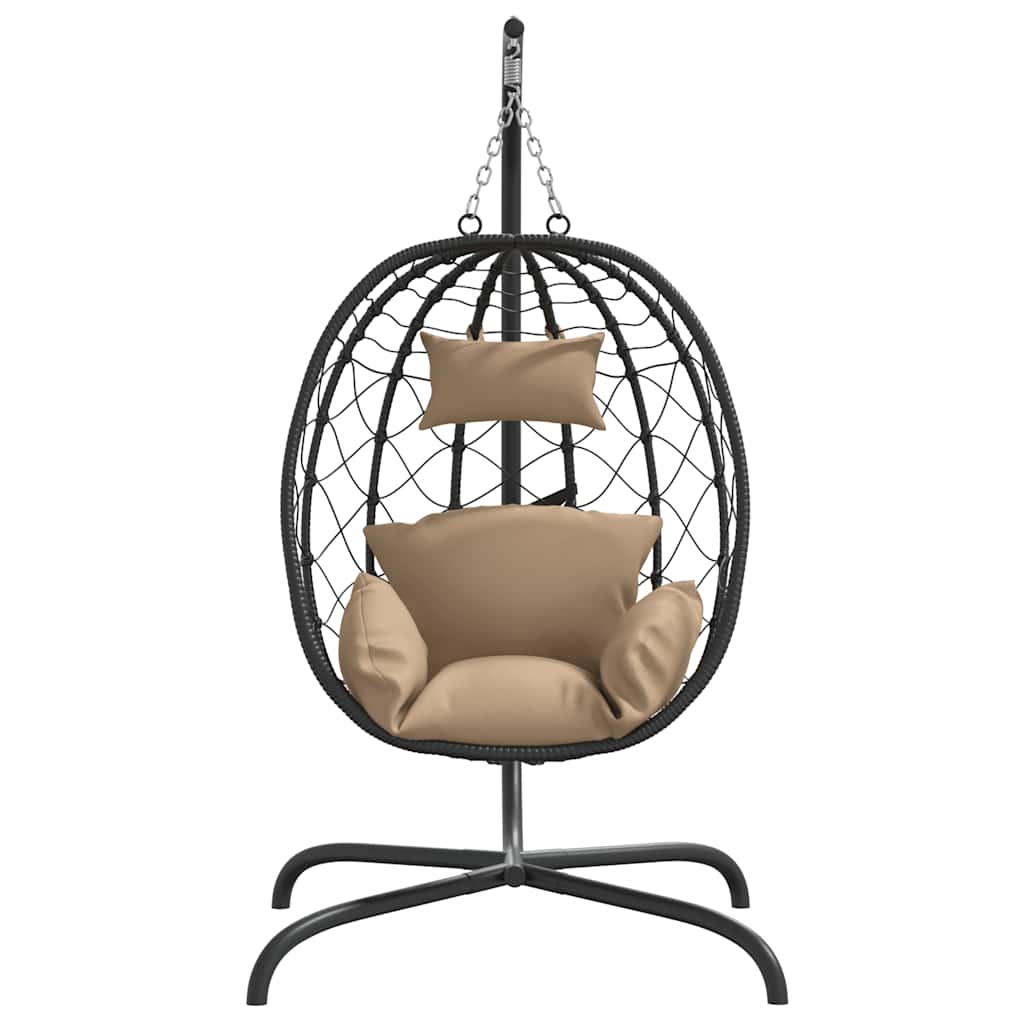 Hanging Egg Chair with Cushion Taupe Poly Rattan&Steel