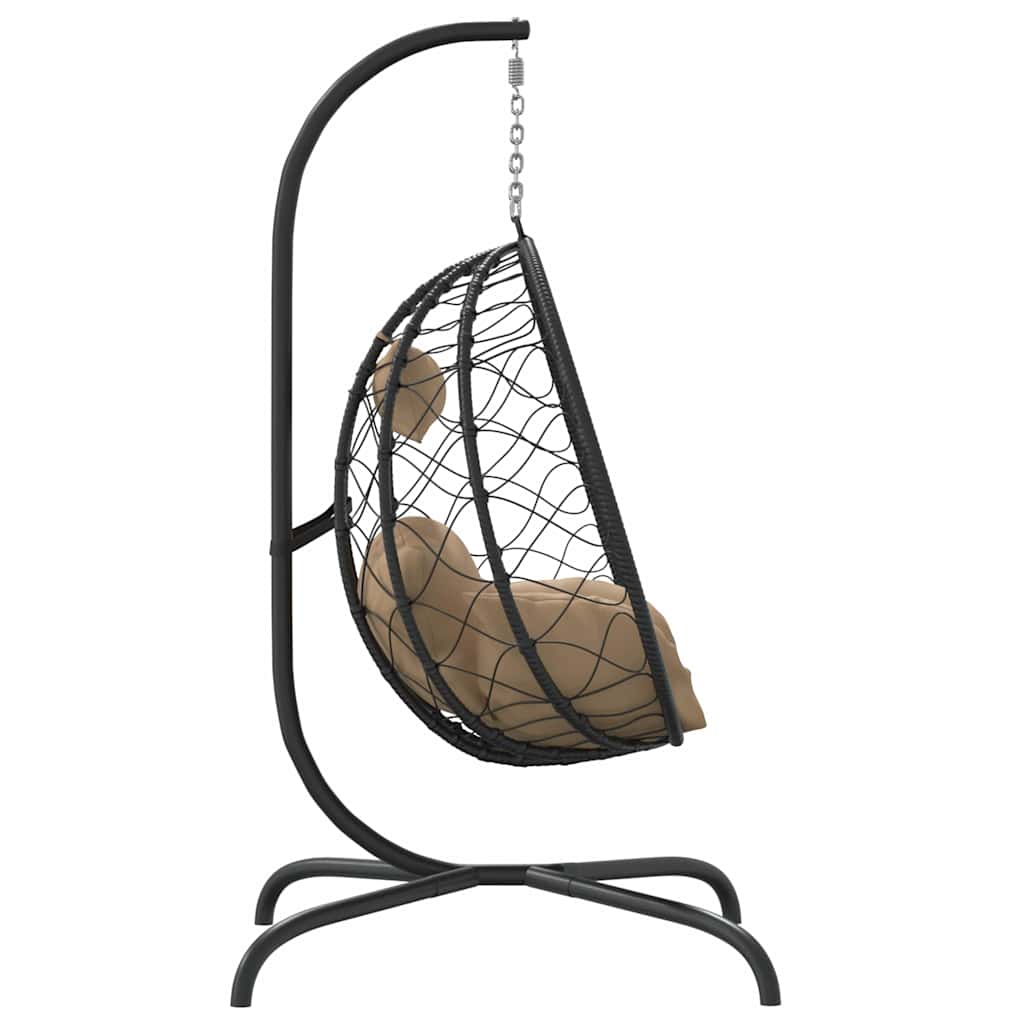 Hanging Egg Chair with Cushion Taupe Poly Rattan&Steel