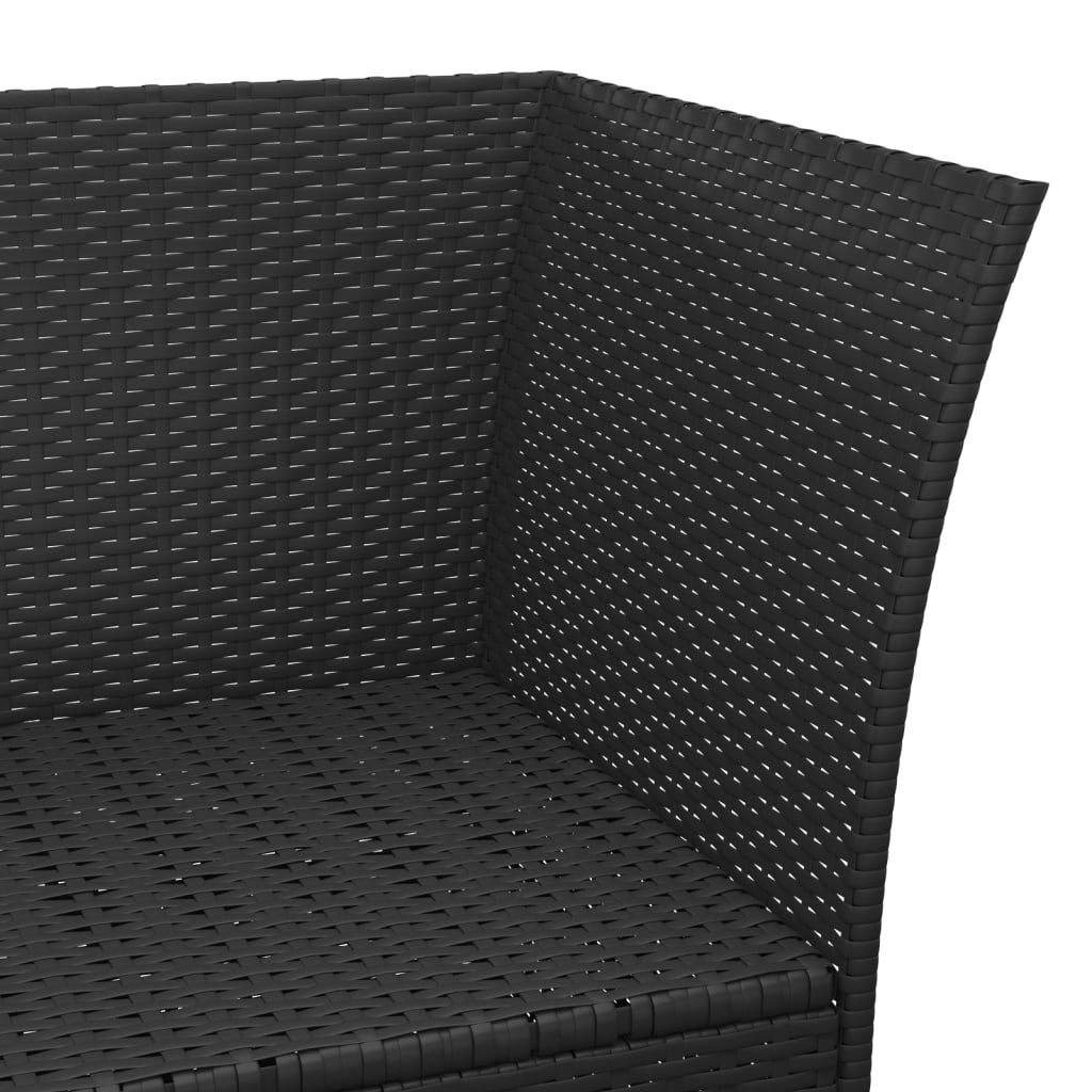 3 Piece Garden Lounge Set with Cushions Black Poly Rattan
