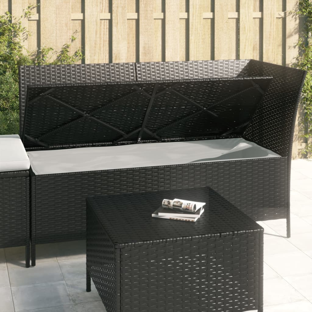 3 Piece Garden Lounge Set with Cushions Black Poly Rattan