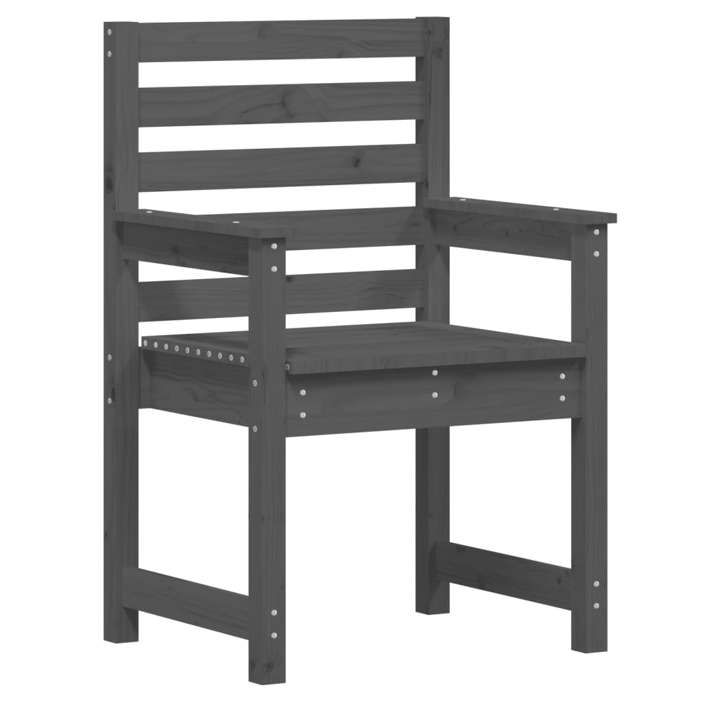 7 Piece Garden Dining Set Grey Solid Wood Pine